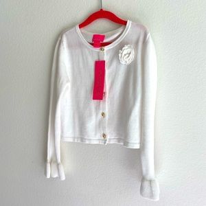 NWT Lilly Pulitzer Girls Lyanna White Cardigan size large (8 - 10)